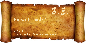 Burka Elemér névjegykártya